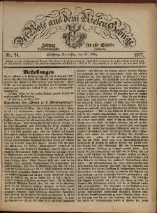Der Bote aus dem Riesen-Gebirge : Zeitung für alle Stände, R. 65, 1877, nr 74
