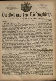 Die Post aus dem Riesengebirge, 1884, nr 91