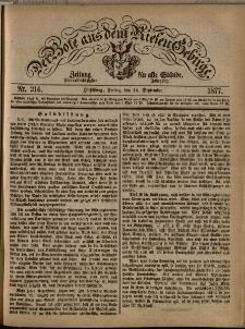 Der Bote aus dem Riesen-Gebirge : Zeitung für alle Stände, R. 65, 1877, nr 214