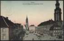 Ohlau - Ring mit Rathaus und evangelische Kirche [Dokument ikonograficzny]