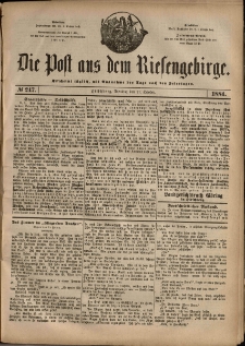 Die Post aus dem Riesengebirge, 1884, nr 247