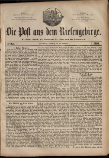 Die Post aus dem Riesengebirge, 1884, nr 271