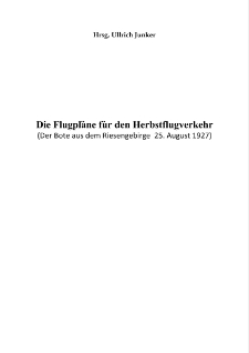 Die Flugpläne für den Herbstflugverkehr [Dokument elektroniczny]