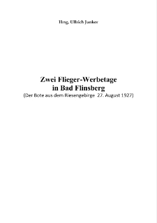 Zwei Flieger-Werbetage in Bad Flinsberg [Dokument elektroniczny]