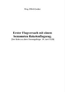 Erster Flugversuch mit einem bemannten Raketenflugzeug [Dokument elektroniczny]