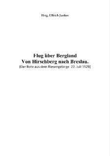 Flug über Bergland Von Hirschberg nach Breslau [Dokument elektroniczny]