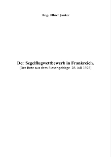 Der Segelflugwettbewerb in Frankreich [Dokument elektroniczny]