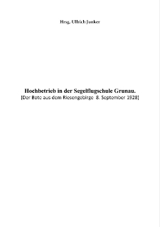 Hochbetrieb in der Segelflugschule Grunau [Dokument elektroniczny]