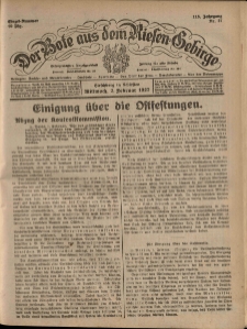 Der Bote aus dem Riesen-Gebirge : Zeitung für alle Stände, R. 115, 1927, nr 27