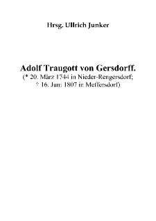Adolf Traugott von Gersdorff : (20. März 1744 in Nieder-Rengersdorf - 16. Juni 1807 in Meffersdorf) [Dokument elektroniczny]