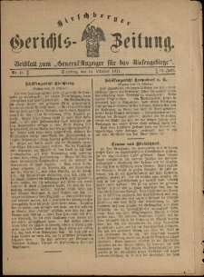 Hirschberger Gerichts-Zeitung : Beiblatt zum „General-Anzeiger für das Riesengebirge”, 1911, Jg. 18, Nr. 41