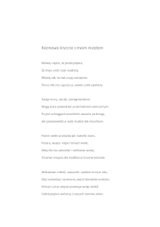 Rozmowa liryczna z moim miastem