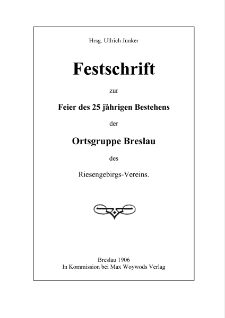 Rübezahl=Annalen bis Ende des 17. Jahrhunderts. Festschrift zur Feier des 25 jährigen Bestehens der Ortsgruppe Breslaudes Riesengebirgs-Vereins [Dokument elektroniczny]