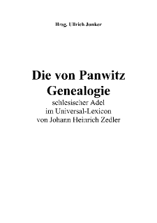 Die von Panwitz Genealogie : schlesischer Adel im Universal-Lexicon von Johann Heinrich Zedler [Dokument elektroniczny]