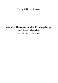 Von den Bewohnern des Riesengebirges und ihrer Mundart [Dokument elektroniczny]