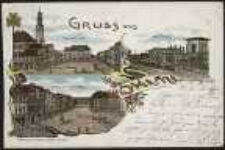 Gruss aus Ohlau - Ringansicht, Bahnhof, Breslauerstrasse mit Ring [Dokument ikonograficzny]