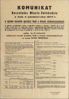 Komunikat Naczelnika Miasta Świebodzic z dnia 4 października 1977 r.