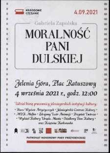 Narodowe Czytanie 2021. Gabriela Zapolska "Moralność Pani Dulskiej" - ulotka [Dokument życia społecznego]