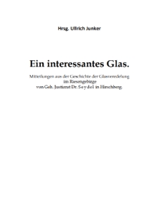 Ein interessantes Glas : Mitteilungen aus der Geschichte der Glasveredelung im Riesengebirge [Dokument elektroniczny]