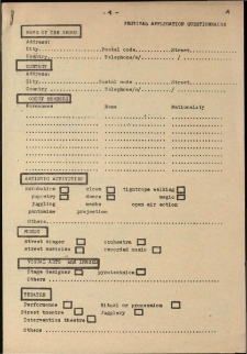 Festival Application Questionnaire [Dokument życia społecznego]