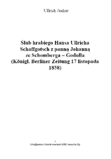 Ślub hrabiego Hansa Ullricha Schaffgotsch z panną Johanną ze Schomberga - Godulla [Dokument elektroniczny]