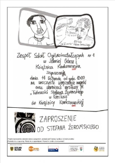 Zaproszenie od Stefana Żeromskiego : wręczenie nagród i wernisaż wystawy "Twórczość Stefana Żeromskiego w komiksie"- plakat [Dokument życia społecznego]