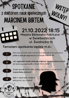Spotkanie z doktorem nauk społecznych Marcinem Birtem - plakat [Dokument życia społecznego]