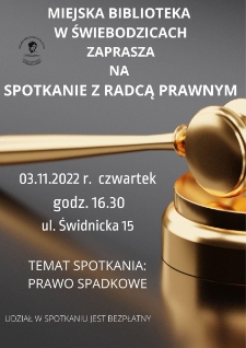 Spotkanie z radcą prawnym : Prawo spadkowe - plakat [Dokument życia społecznego]