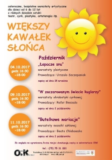 Większy Kawałek Słońca : październik - plakat [Dokument życia społecznego]