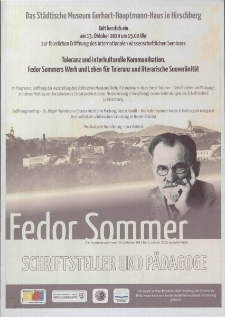 Toleranz und interkulturelle Komunikation. Fedor Sommers Werk und Leben für Toleranz und literarische Souveränität - plakat [Dokument życia społecznego]