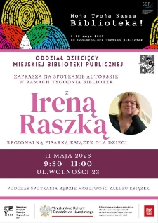 Spotkanie autorskie z Ireną Raszką - plakat [Dokument życia społecznego]