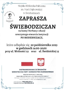 Kawa i herbata z okazji uroczystego otwarcia instytucji PO MODERNIZACJI - afisz [Dokument życia społecznego]