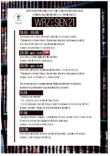 Wrzesień' 21 oferta Miejskiej Biblioteki Publicznej - plakat [Dokument życia społecznego]