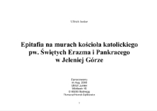 Epitafia na murach kościoła katolickiego pw. Świętych Erazma i Pankracego w Jeleniej Górze [Dokument elektroniczny]