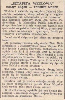 "Sztafeta węglowa" Dolny Śląsk - polskie morze