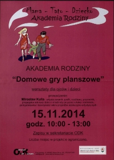 Domowe gry planszowe : Akademia rodziny - plakat [Dokument życia społecznego]