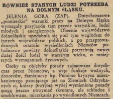 Również starych ludzi potrzeba na Dolnym Śląsku