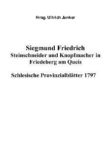 Siegmund Friedrich Steinschneider und Knopfmacher in Friedeberg am Queis [Dokument elektroniczny]