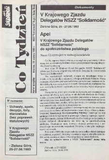 Co Tydzień : NSZZ Solidarność Region Dolny Śląsk, 1993, numer specjalny