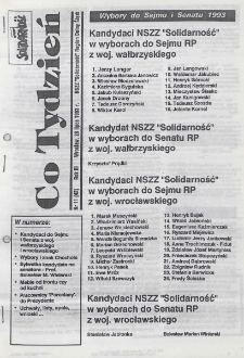 Co Tydzień : NSZZ Solidarność Region Dolny Śląsk, 1993, nr 11 (42)