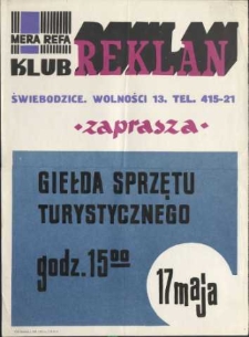 Giełda sprzętu turystycznego - afisz [Dokument życia społecznego]