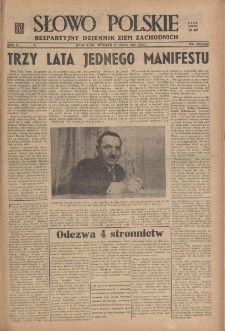 Słowo Polskie : bezpartyjny dziennik ziem zachodnich, 1947, nr 199 (255) [22.07]
