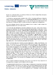 Library Activities Beyond the Building. Conference of librarians of the Euroregion Nysa - summary [Dokument elektroniczny]