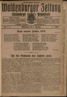 Waldenburger Zeitung, Jg. 65, 1919, nr 1