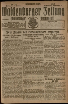Waldenburger Zeitung, Jg. 65, 1919, nr 14