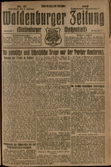 Waldenburger Zeitung, Jg. 65, 1919, nr 27