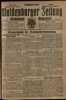Waldenburger Zeitung, Jg. 65, 1919, nr 31