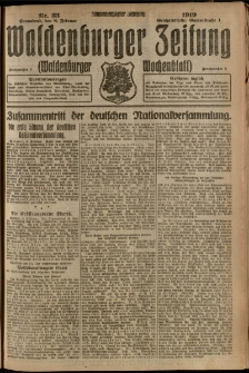 Waldenburger Zeitung, Jg. 65, 1919, nr 33
