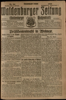 Waldenburger Zeitung, Jg. 65, 1919, nr 34
