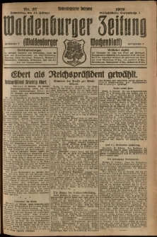 Waldenburger Zeitung, Jg. 65, 1919, nr 37